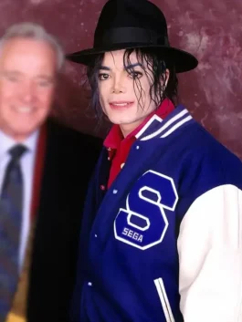 Classic blue and white Michael Jackson Sonic Hedgehog Jacket honoring the iconic partnership between Michael Jackson and Sonic the Hedgehog