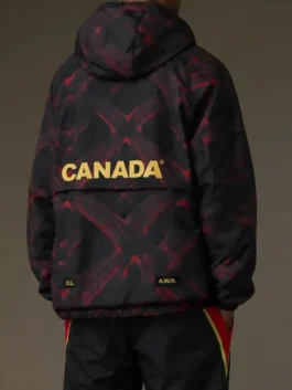 NOCTA O CAN Anthem Jacket model back view with clean lines and Canada-inspired athletic fashion