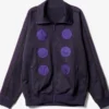 Needles x Albino & Preto Purple Track Jacket front view in purple cotton with zip closure and athletic styling