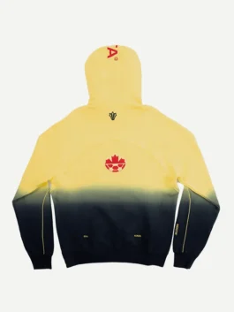 O CAN Fleece CS Yellow Hoodie back view with clean design, premium fleece texture, and relaxed styling