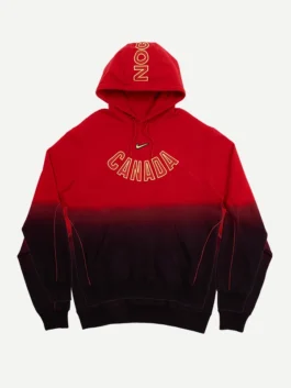 O CAN Fleece CS Hoodie Red front view featuring vibrant red styling, pullover comfort, and casual everyday appeal