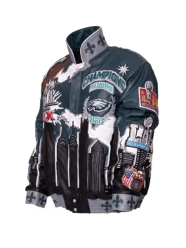 Classic Philadelphia Eagles Champions Leather Jacket celebrating the Philadelphia Eagles proud legacy as 2-time Super Bowl champions