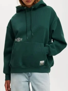 Premium Oversized Pullover Graphic Hoodie Close-Up View