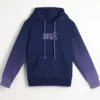 Rabbit and Steel Hoodie front view in navy blue with gaming-inspired artwork and relaxed streetwear styling