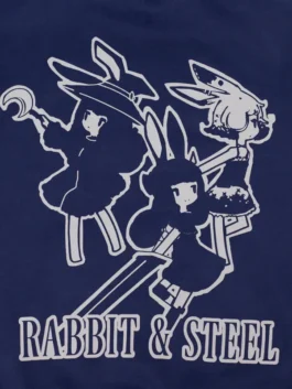 Rabbit and Steel Hoodie closeup back view showing premium graphic details and quality construction