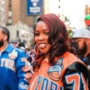Classic orange and black Remy Ma Knicks Cropped Leather Jacket celebrating Remy Ma's iconic New York Knicks street culture moment
