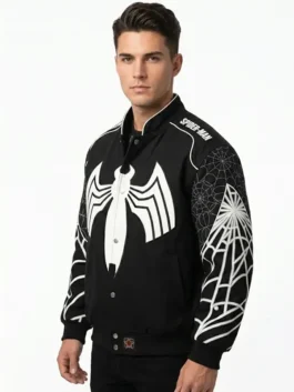Spiderman Back in Black Varsity Jacket Side View