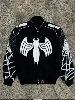 Spiderman Back in Black Varsity Jacket View Look