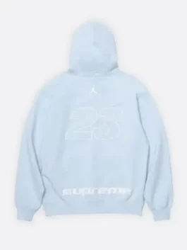 Light blue Supreme x Jordan Zip Up Hooded Sweatshirt from the iconic 2026 Supreme x Jordan Brand collaboration drop