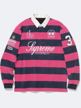 Supreme x La Jacob & Co Martina Stripe Rugby Shirt Front View