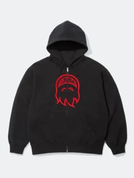 Black Supreme x Spitfire Zip Up Hooded Sweatshirt where Supreme streetwear meets the raw energy of Spitfire skate culture