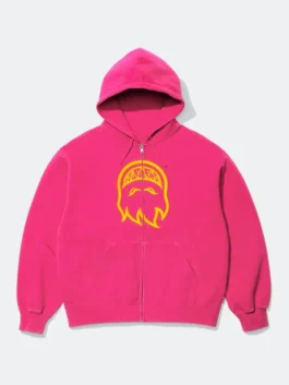 Front view of the Supreme x Spitfire Zip Up Hooded Sweatshirt putting the full Supreme x Spitfire collaboration design on display
