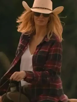 Red Dutton Ranch Beth Dutton Plaid Shirt from the 2026 Dutton Ranch TV series worn by the bold and iconic Beth Dutton character