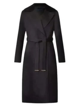 NYC 2026 Taylor Swift Shearling Collar Wool Coat front view featuring a luxurious shearling collar, premium wool construction, and elegant wrap coat styling