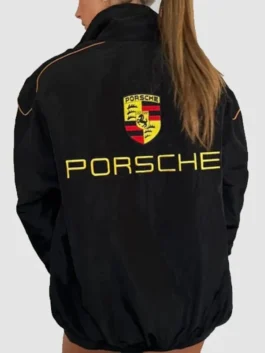 Vintage Porsche Jacket model back view with racing-inspired details and premium outerwear styling