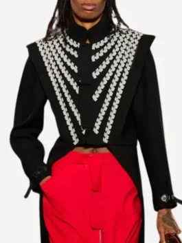 Zendaya Black Napoleon Jacket featuring premium craftsmanship, structured tailoring, and iconic military-inspired fashion styling