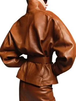 Zendaya Dune 3 Movie Brown Leather Jacket Back View