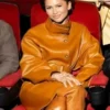 Zendaya Dune 3 Movie Brown Leather Jacket Front View