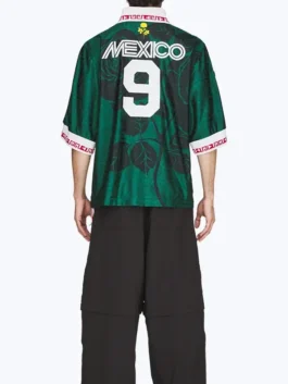 Back view of the green Adidas Chavarria Mexico Jersey revealing the full Chavarria inspired design on this iconic Mexico jersey