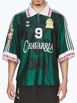 Front view of the green Adidas Chavarria Mexico Jersey putting the bold Adidas x Chavarria Mexican football identity on full display
