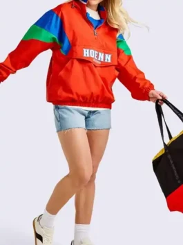 Front profile of the Pokemon Hoenn Starter Jacket showing the sleek pullover construction and practical front design.