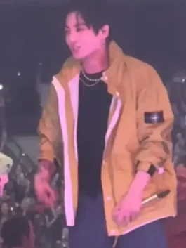 Mustard Arirang London Jungkook Cyberpunk Jacket inspired by Jungkook's bold cyberpunk stage look from the iconic Arirang London Tour