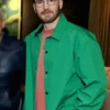 Full view of the green cotton Avengers Doomsday Promo Chris Evans Jacket showcasing its button closure and full-length sleeves.