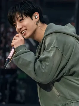 Green Jungkook Arirang London Green Hoodie from the BTS World Tour Arirang London celebrating Jungkook's unforgettable stage presence and bold style