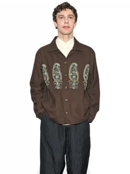 Classic brown cotton Ben Levi Ross Brown Jacket showing a soft inner viscose lining and stylish button closure.