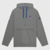 Grey polyester Buffalo Bills Sideline Broken Rules Jacket showcasing full length sleeves and an anorak pullover cut.