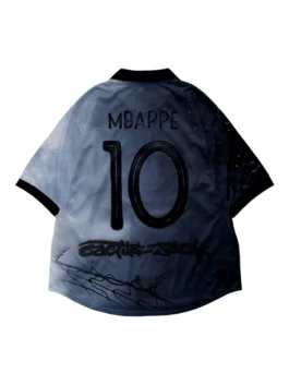 Back view of the CJ X Nike Athletes Mbappe Retro Jersey revealing the full retro design of this iconic CJ x Nike x Mbappé piece
