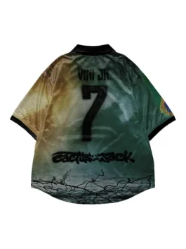 Back view of the CJ X Nike Athletes Vini Jr Retro Jersey revealing the full retro design of this iconic CJ x Nike x Vinícius Júnior piece