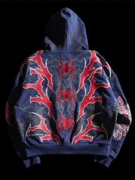 Back view of the multicolor Civil Regime x Spiderman Miles Morales Hoodie revealing the full Miles Morales design from the Civil Regime x Spider-Man drop