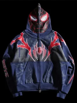 Front view of the multicolor Civil Regime x Spiderman Miles Morales Hoodie putting the full Miles Morales x Civil Regime design on bold display