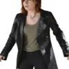 Warehouse 13 Claudia Donovan Black Leather Coat with premium leather craftsmanship, structured fit, and sophisticated black outerwear styling
