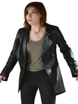 Warehouse 13 Claudia Donovan Black Leather Coat with premium leather craftsmanship, structured fit, and sophisticated black outerwear styling