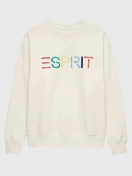 Cream fleece Costco Esprit Sweatshirt featuring long sleeves and snug rib knitted cuffs.