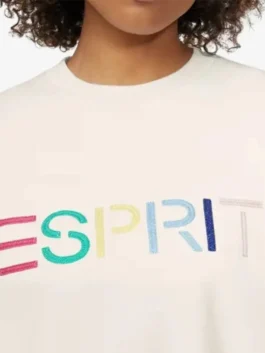 Costco Esprit Sweatshirt in premium cream fleece fabric with a comfortable round neck collar.