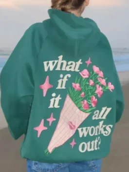 Back view of the green fleece Dandy What If Oversized Lux Hoodie showing the relaxed oversized fit.