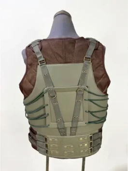 Rear profile view of the Dark Knight Rises Bane Vest displaying the studded waistline and adjustable straps.