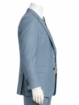 Side profile view of the grey suiting fabric Digger 2026 Digger Rockwell Grey Blazer displaying sleek sleeve tailoring and smooth drape.