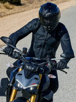 Dusk Racing Leather Jacket featuring premium leather, racing inspired styling, and a sleek modern biker silhouette