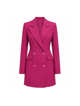 Lexi Minetree Pink Double Breasted Blazer front view featuring premium fabric, tailored silhouette, and modern formal styling