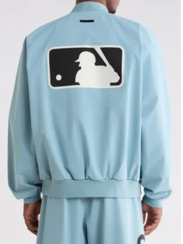 Back view of Essentials MLB Full Zip Bomber Jacket showing a clean profile and classic athletic bomber shape