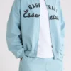 Closure view of Essentials MLB Full Zip Bomber Jacket showing the full zipper, stitching, and front construction