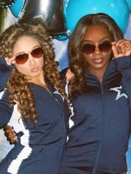 Navy blue FIFA Dallas Cowboys Cheerleaders Tracksuit featuring rib knitted cuffs and multiple convenient pockets.