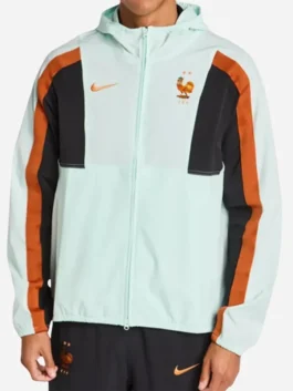 Front view of the World Cup 2026 Mbappe France Jacket highlighting the multicolor print and zip closure.