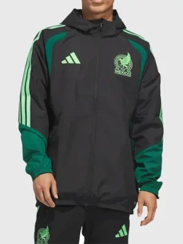 Black Mexico 26 Tiro All Weather Jacket from the 2026 FIFA World Cup celebrating Mexico's proud journey as a host nation and football powerhouse