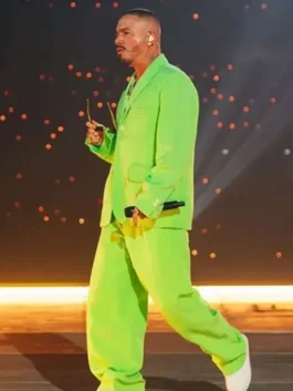 Front view of Final Show Paris 2026 J Balvin Green Suit showing refined tailoring and a vibrant green formal design