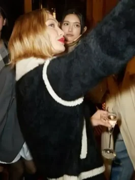 Black wool Gigi Hadid Guest In Residence Seoul Opening Jacket showcasing full length sleeves and a cozy wool finish.